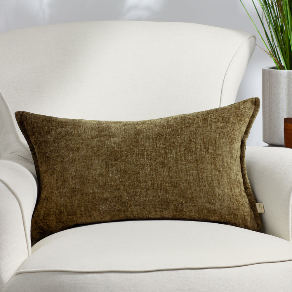 Plain Green Cushions - Buxton Rectangular Cushion Cover Sage Evans Lichfield