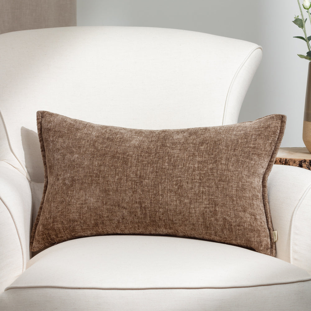 Buxton Brown Rectangular Cushion Cover | Taupe Cushions | Evans