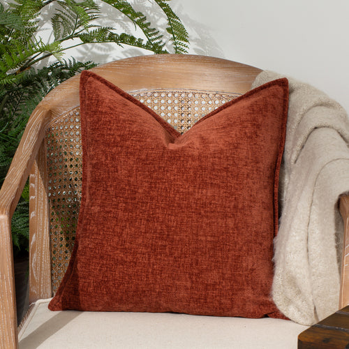 Plain Orange Cushions - Buxton  Cushion Cover Burnt Orange Evans Lichfield