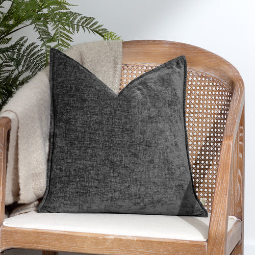 Plain Grey Cushions - Buxton  Cushion Cover Charcoal Evans Lichfield