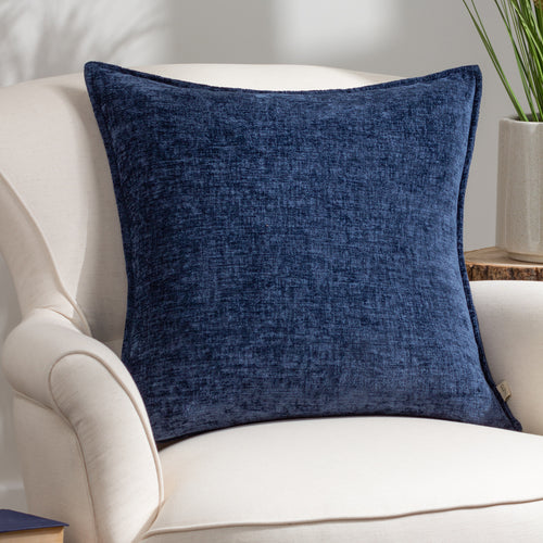 Plain Blue Cushions - Buxton  Cushion Cover Navy Evans Lichfield