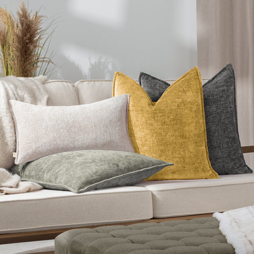 Plain Yellow Cushions - Buxton  Cushion Cover Ochre Evans Lichfield