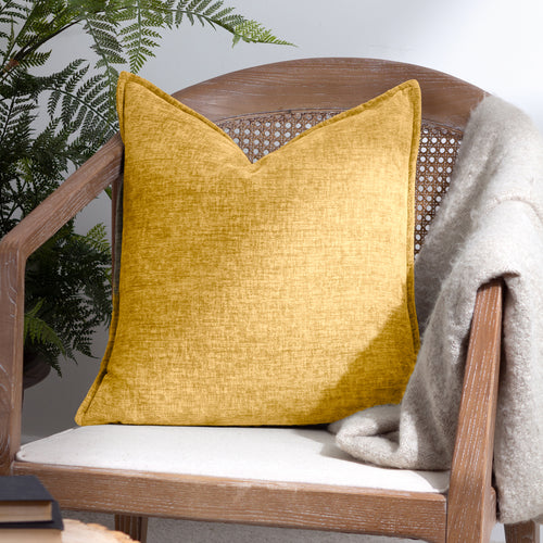 Plain Yellow Cushions - Buxton  Cushion Cover Ochre Evans Lichfield