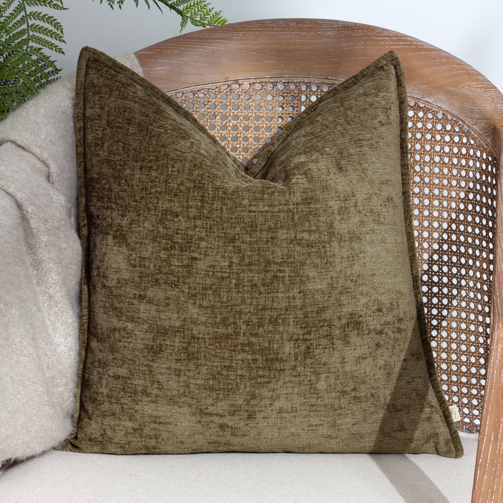 Buxton Green Cushion Cover | Sage Cushions | Evans Lichfield