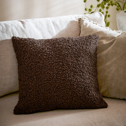 Plain Brown Cushions - Cabu Chunky Boucle Cushion Cover Chocolate Yard
