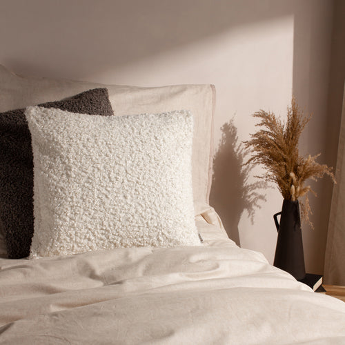Plain White Cushions - Cabu Textured Boucle  Cushion Cover Ecru Yard