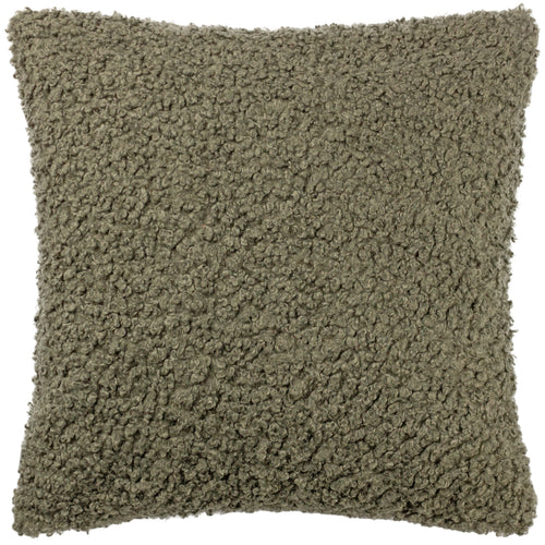 Plain Green Cushions - Cabu Textured Boucle  Cushion Cover Khaki Yard