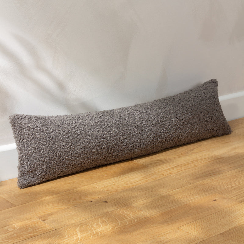 Plain Grey Cushions - Cabu Textured Boucle Draught Excluder Storm Grey Yard