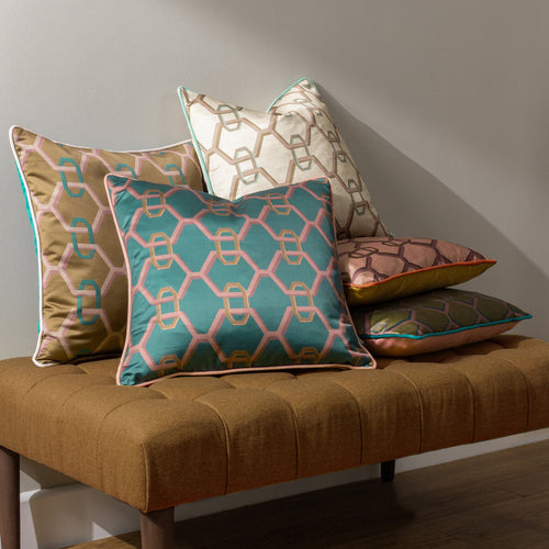Geometric Green Cushions - Carnaby Chain  Cushion Cover Olive Paoletti