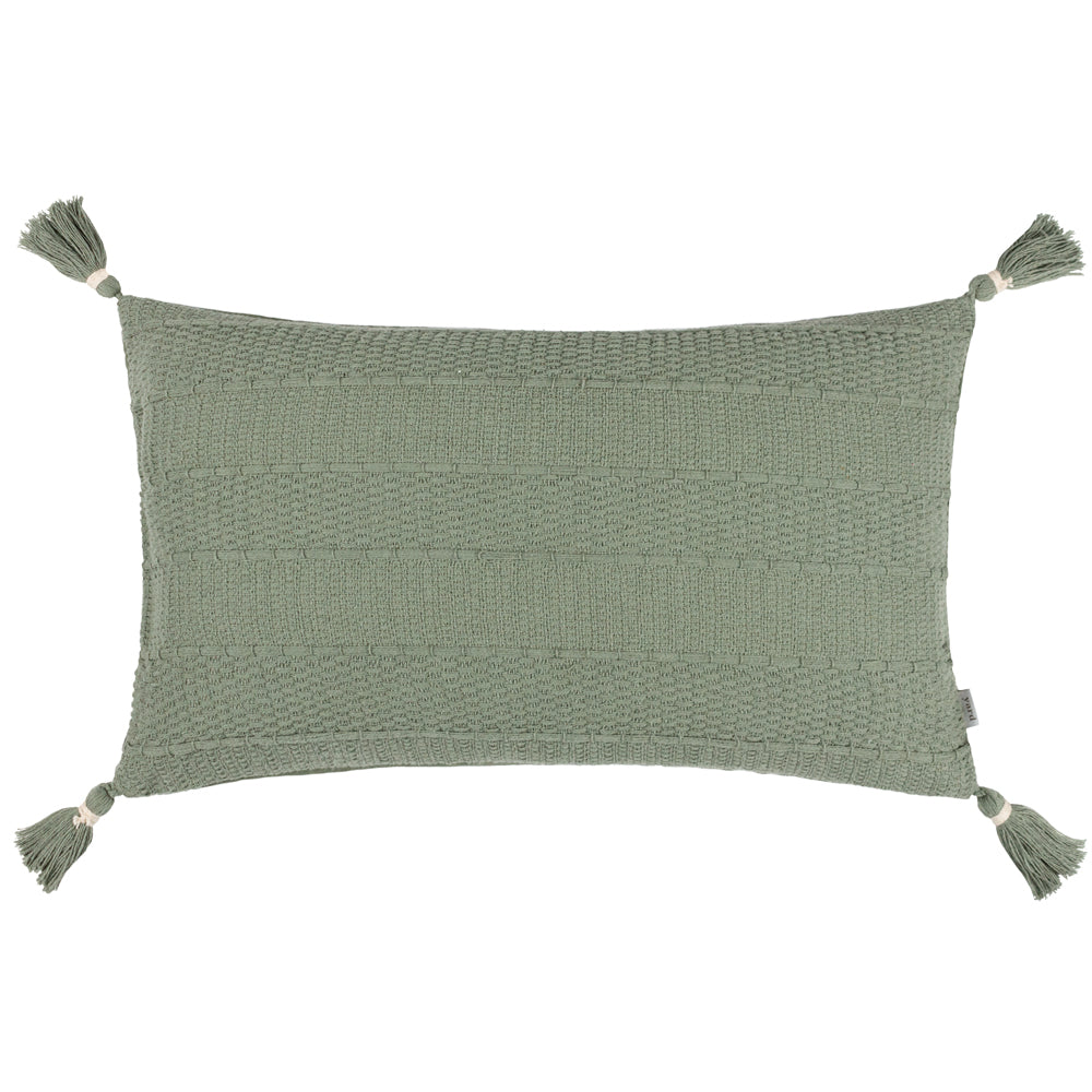 Caliche Textured Tasselled Cushion Eucalyptus