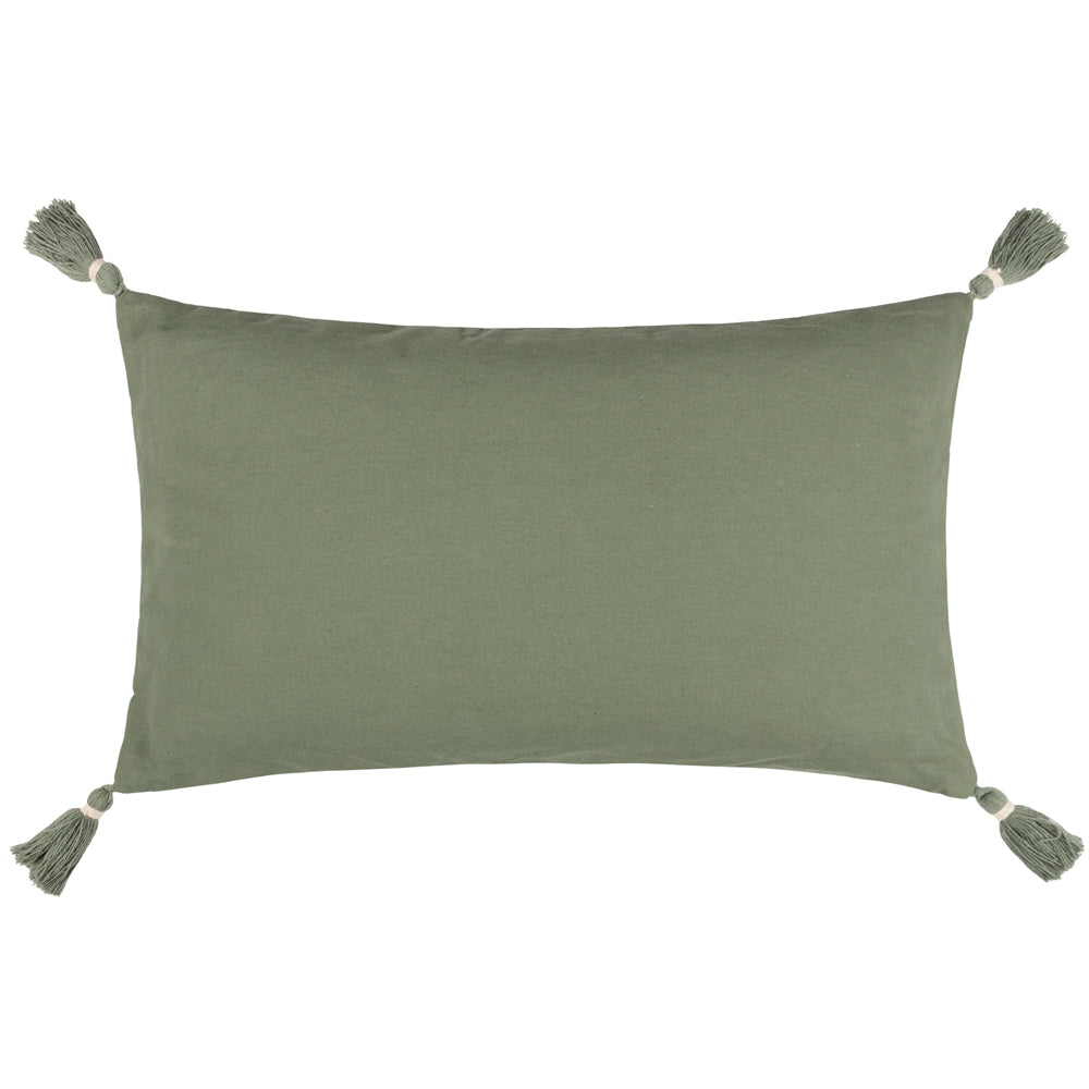 Caliche Textured Tasselled Cushion Eucalyptus