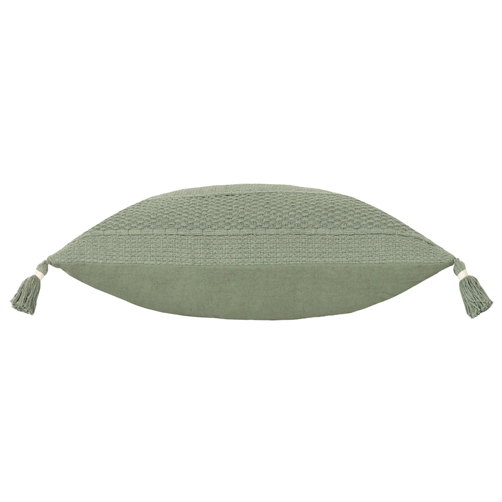 Caliche Textured Tasselled Cushion Eucalyptus