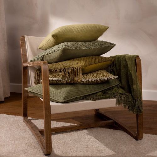 Geometric Green Cushions - Calvay  Cushion Cover Lichen Yard