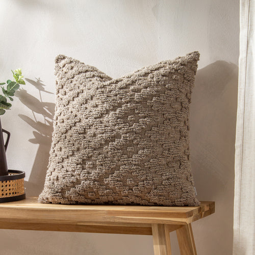 Geometric Beige Cushions - Calvay  Cushion Cover Taupe Yard