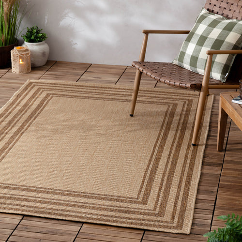 Striped Beige Rugs - Camber Jute Effect Indoor/Outdoor Rug Natural Yard