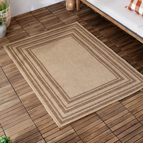 Striped Beige Rugs - Camber Jute Effect Indoor/Outdoor Rug Natural Yard