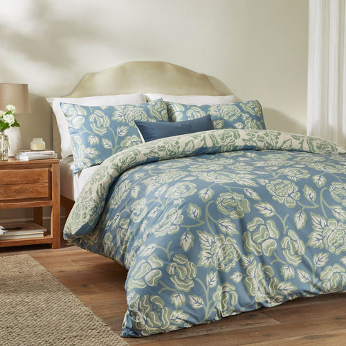 Floral Blue Bedding - Camellia Printed Soft Touch Duvet Cover Set French Blue Duvet Day