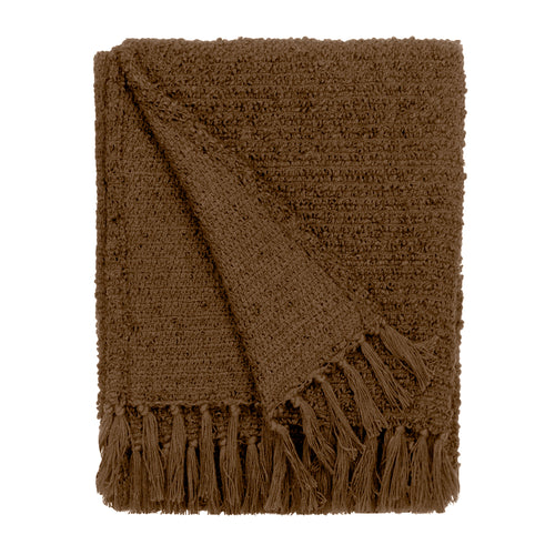 Plain Brown Throws - Candar Textured Boucle Throw Cocoa Yard