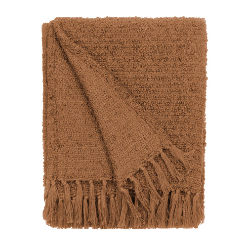 Plain Orange Throws - Candar Textured Boucle Throw Ginger Yard