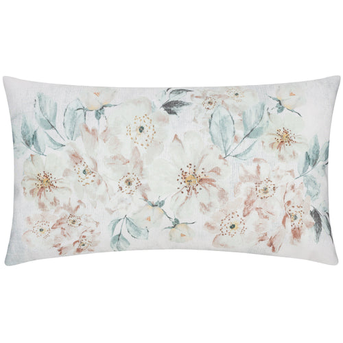 Floral White Cushions - Canina Rectangular Outdoor Floral Cushion Cover Off White Evans Lichfield