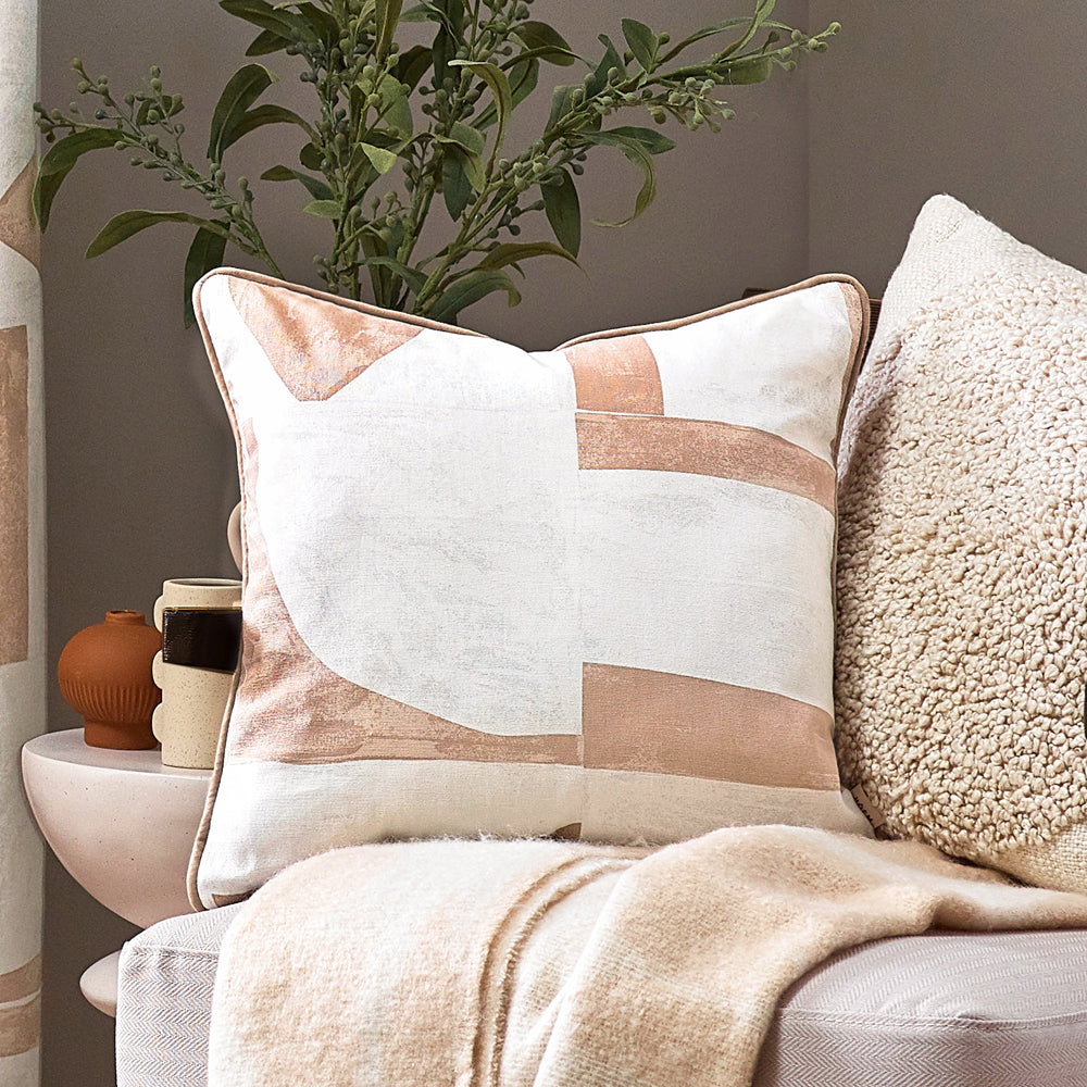 Abstract Pink Cushions - Carro Abstract Piped Cushion Cover Clay HÖEM