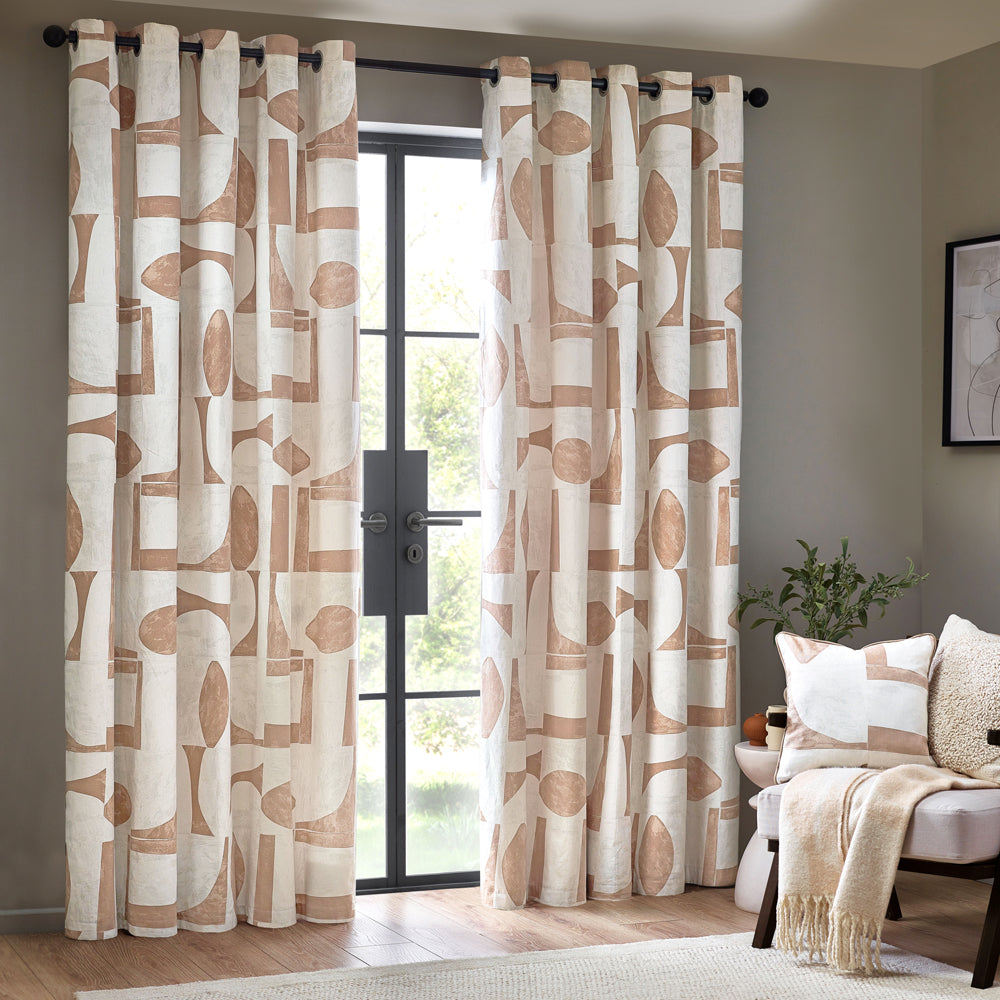 Abstract Pink Curtains - Carro Abstract  Eyelet Curtains Clay HÖEM