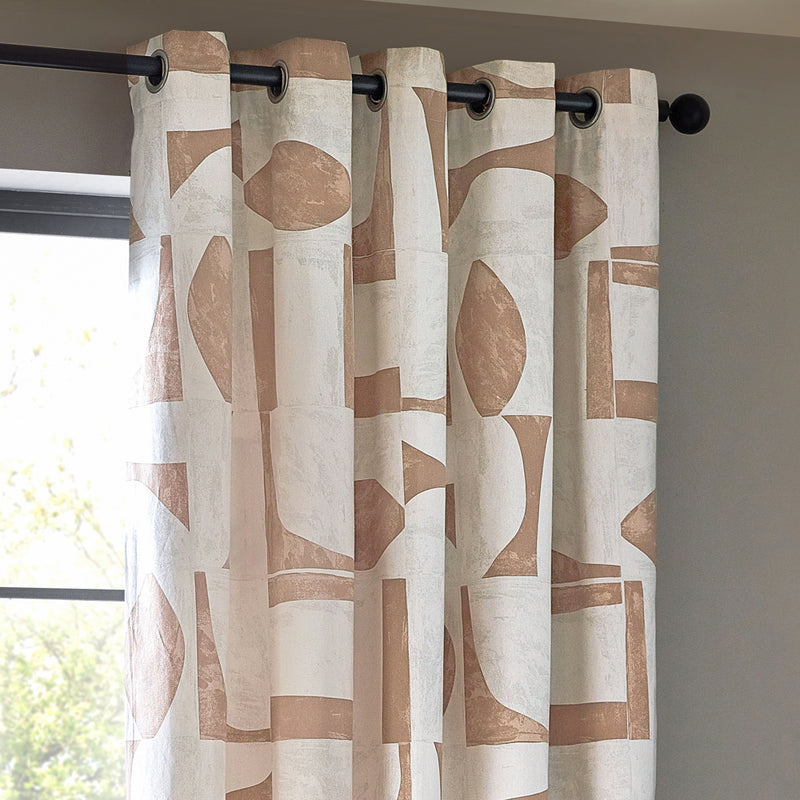 Abstract Pink Curtains - Carro Abstract  Eyelet Curtains Clay HÖEM