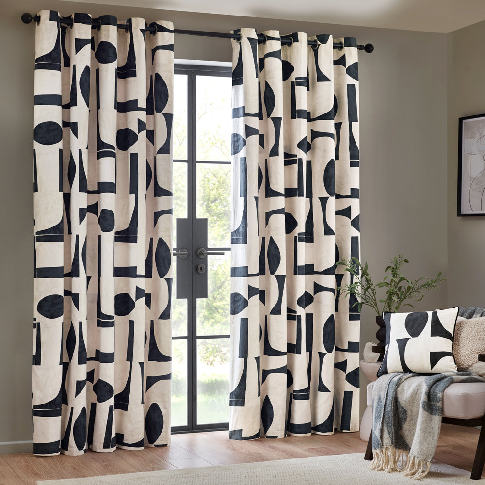 Abstract Blue Curtains - Carro Abstract  Eyelet Curtains Dusk HÖEM