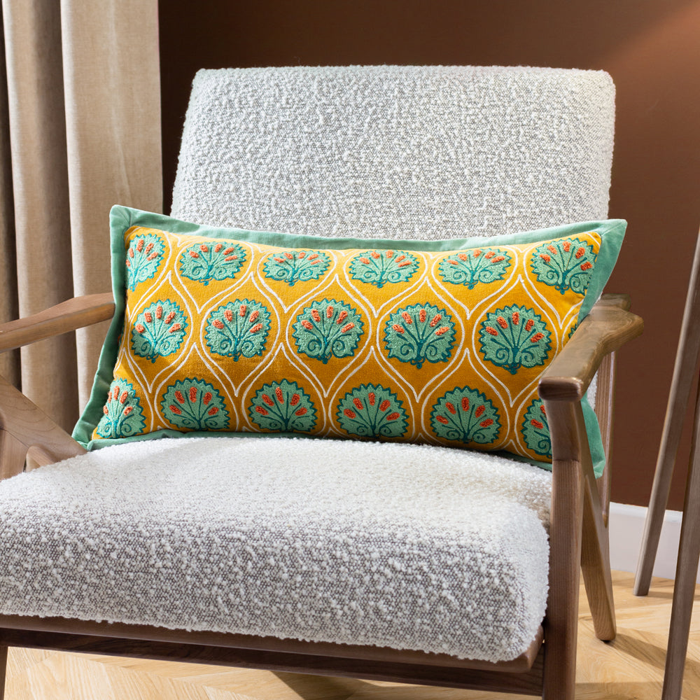 Abstract Blue Cushions - Casa  Cushion Cover Ochre/Marine Paoletti