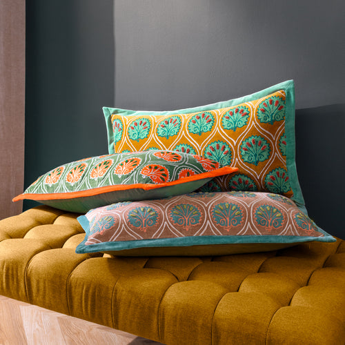 Abstract Green Cushions - Casa  Cushion Cover Peridot/Orange Paoletti