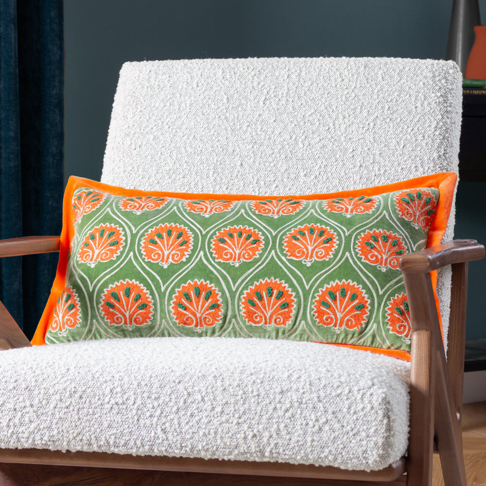 Abstract Green Cushions - Casa  Cushion Cover Peridot/Orange Paoletti