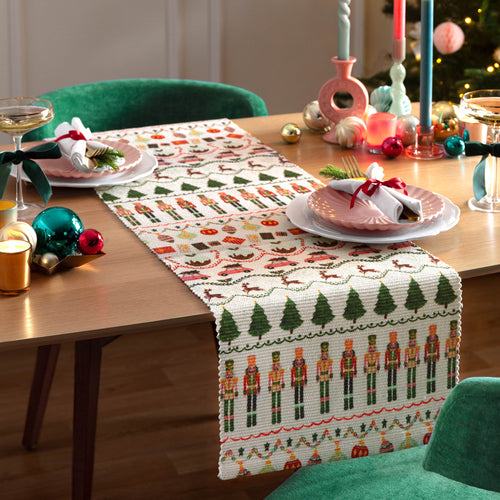 Abstract Multi Kitchen - Christmas Celebration Festive Table Runner Multicolour Evans Lichfield