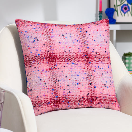 Check Pink Cushions - Connie Check  Cushion Cover Pink/Cobalt Heya Home