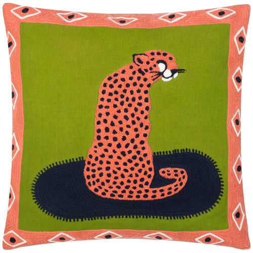 Animal Green Cushions - Coral Cheetah Polyester Filled Cushion Coral furn.