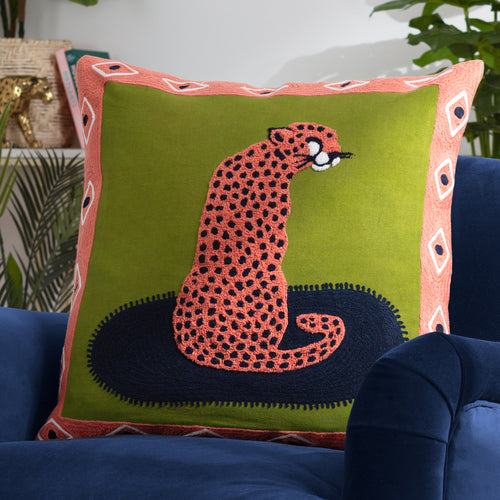 Animal Green Cushions - Coral Cheetah Cushion Cover Coral furn.