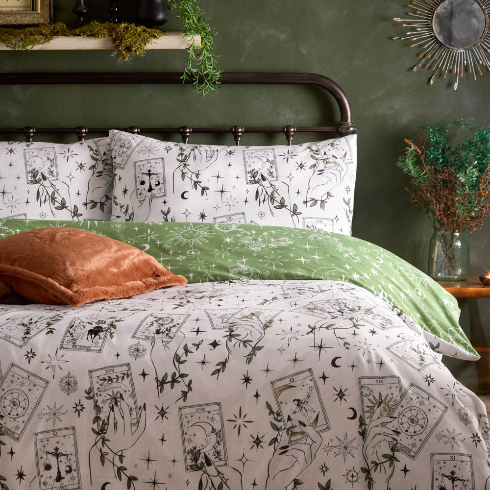 Celestial Stories Printed Reversible Duvet Cover Set Green