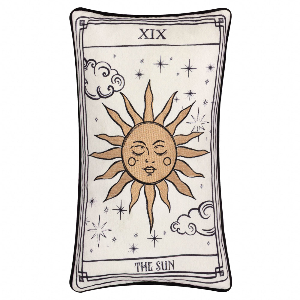 Celestial Stories Embroidered Velvet Cushion Linen/Black