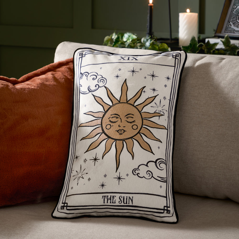 Celestial Stories Black Embroidered Velvet Cushion Cover | Linen