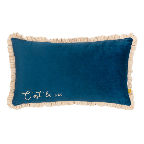 Plain Blue Cushions - Cest La Vie Embroidered Cushion Cover Navy furn.