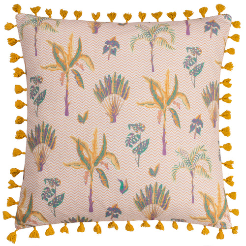 Floral Pink Cushions - Chamae Floral Tasselled Cushion Cover Coral furn.