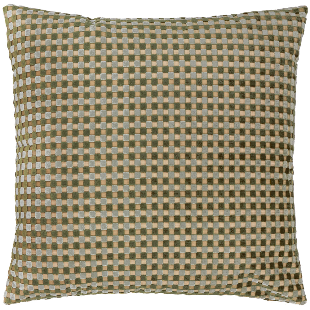 Checkered Velvet Cushion Eucalyptus