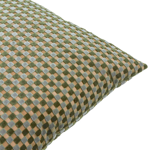 Checkered Velvet Cushion Eucalyptus
