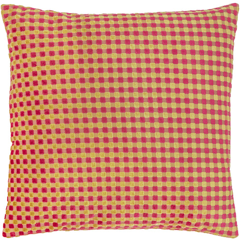 Check Pink Cushions - Checkered Velvet Cushions Hot Pink Furn