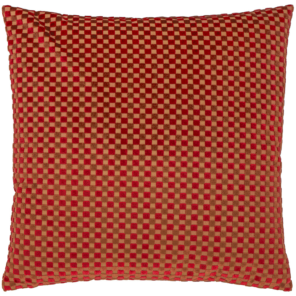 Checkered Velvet Cushion Maroon