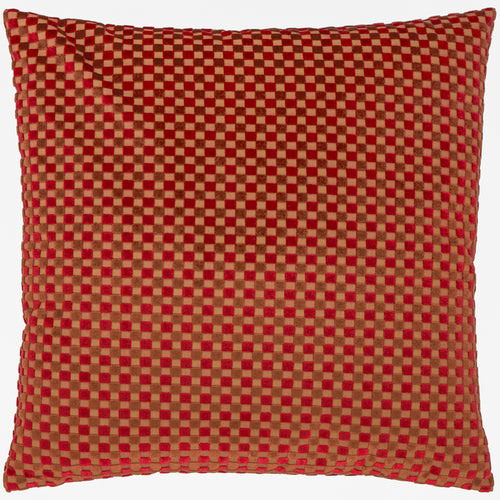 Check Red Cushions - Checkered Velvet Cushions Maroon Furn