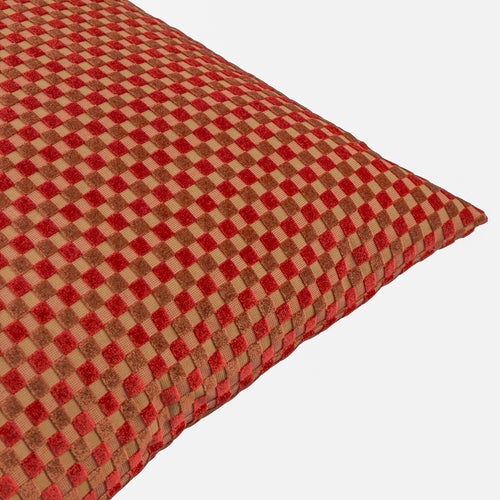 Checkered Velvet Cushion Maroon