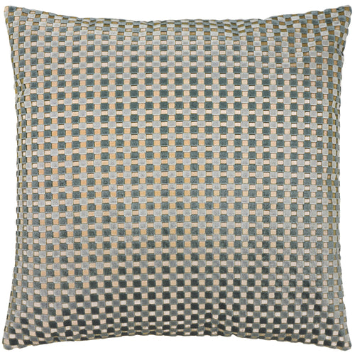 Check Blue Cushions - Checkered Velvet Cushions Mineral Furn
