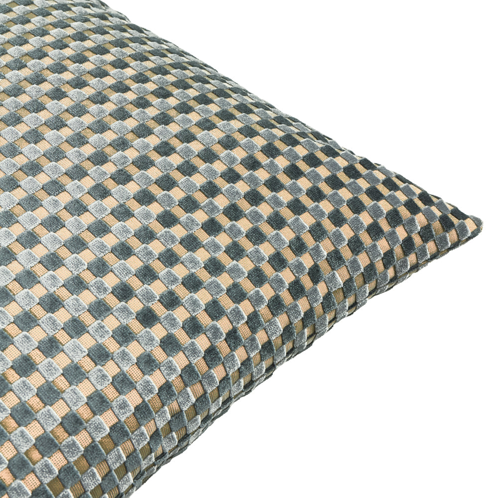 Checkered Velvet Cushion Mineral