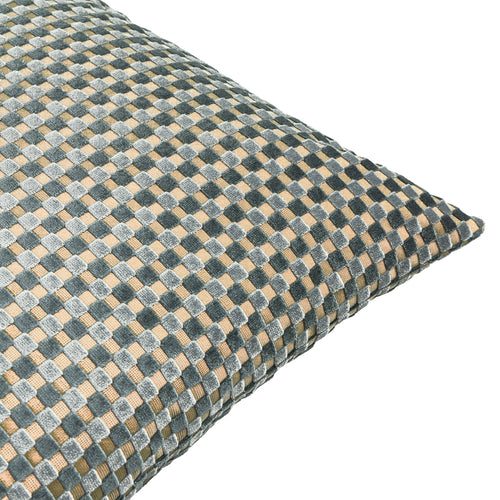 Checkered Velvet Cushion Mineral