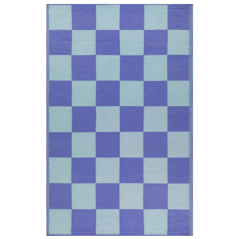 Checkerboard 120x180cm Outdoor Rug Blue